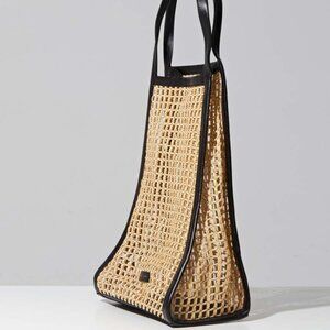 KHAITE June Raffia & Leather Tote In Natural - Medium